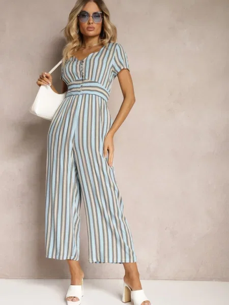 Salopeta din cu în talie și la decolteu Tinaviras albastră