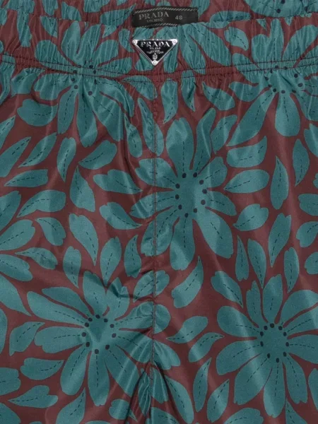 Slip de baie Prada cu model floral maro