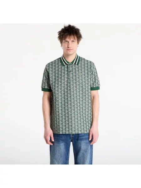 Оребрен с яка риза Lacoste зелено