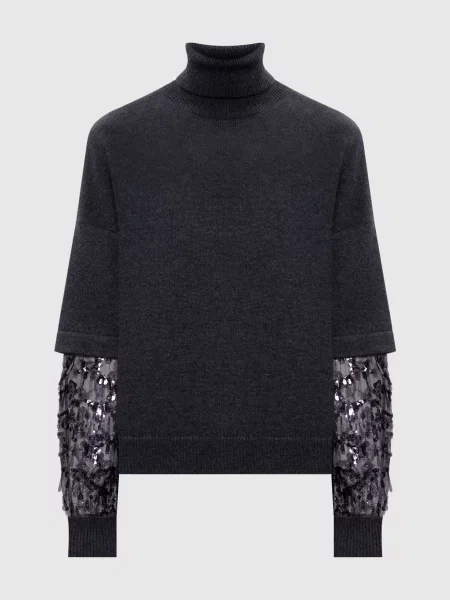 Светр з кашеміру з паєтками Brunello Cucinelli сірий