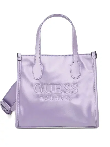 Geantă shopper Guess cu broderie violet