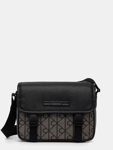 Geantă crossover Calvin Klein Mixed Emblem Aop Bej maro