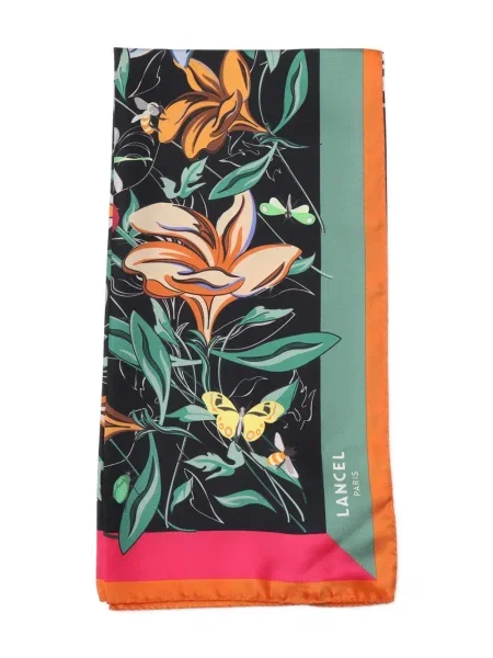 Fular Lancel cu model floral cu imagine negru