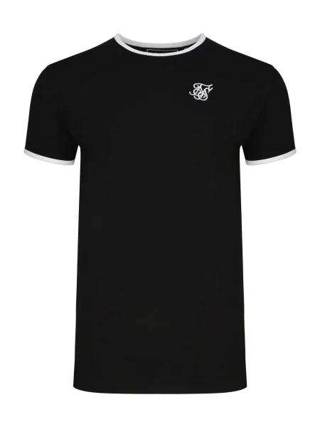 SikSilk Tričko Ringer čierna biela