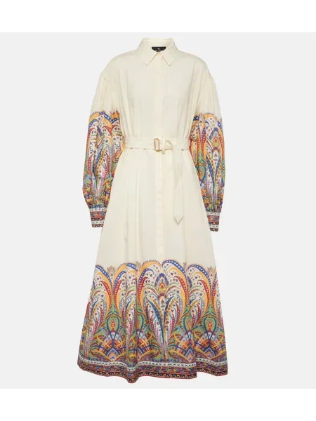 Sukienka koszulowa Etro z wzorem paisley do kolan garniturowa