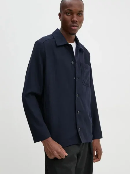 A.P.C. geaca de lana veste jamie marin de tranzitie albastru