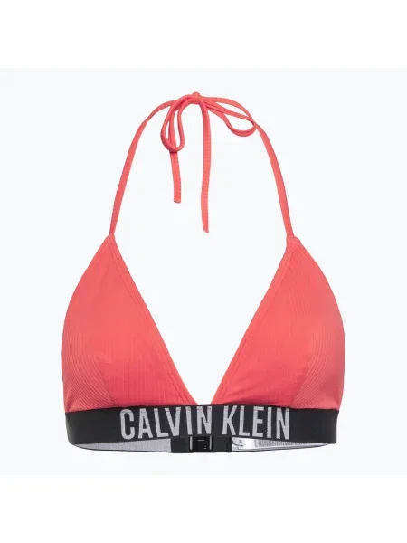 Горнище на бански костюм Calvin Klein Intense Power Rib Triangle-RP brilling coral червено