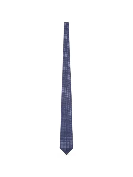 Cravată Kiton de mătase cu imprimeu geometric albastru