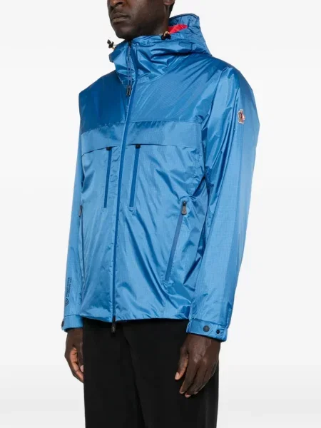 Geacă Moncler Grenoble cu glugă albastru