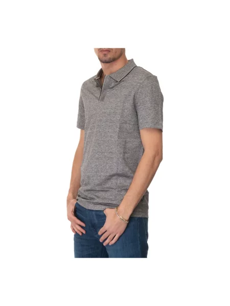 Lniana koszulka polo Boss szara
