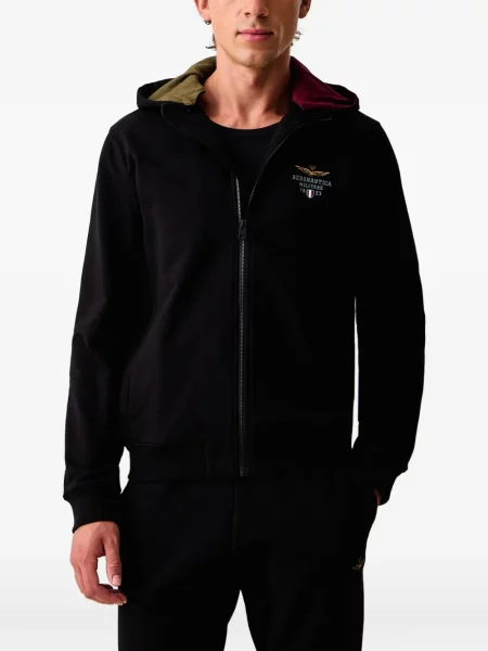 Hanorac cu glugă Aeronautica Militare cu broderie negru