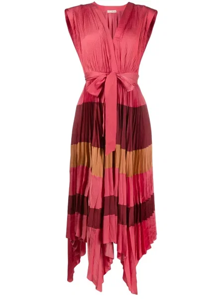 Rochie Ulla Johnson cu dungi plisată de costum roz