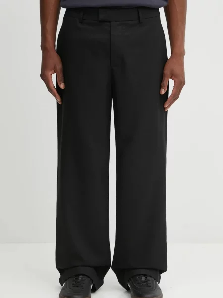 Represent pantaloni din amestec de lână Wool Pant bărbați drepți negru