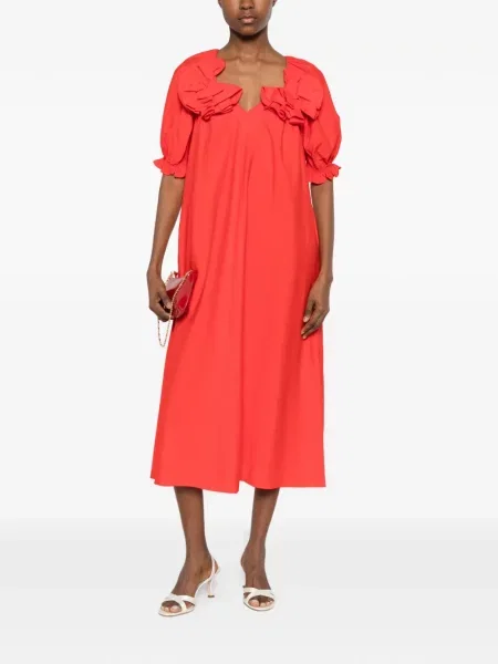 Rochie midi Stine Goya cu volane roșu