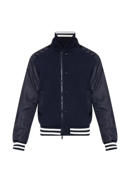 Плетено яке тип бомбър Moncler на райета синьо