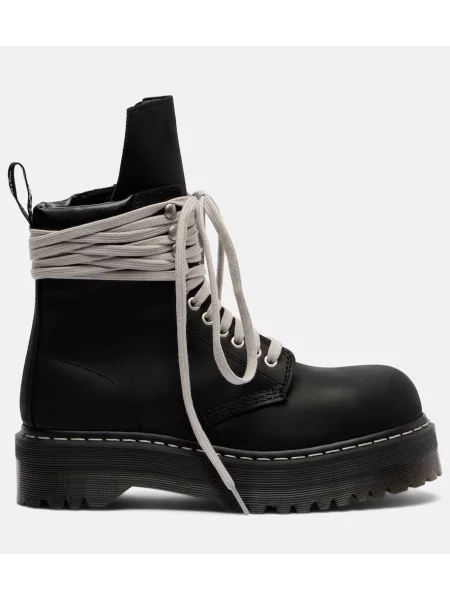 Botine Rick Owens din piele cu platformă negru