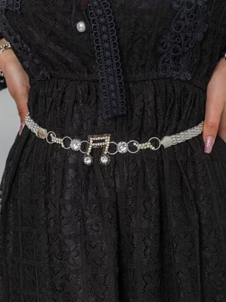 Ремень Ager с ремешками серебряный