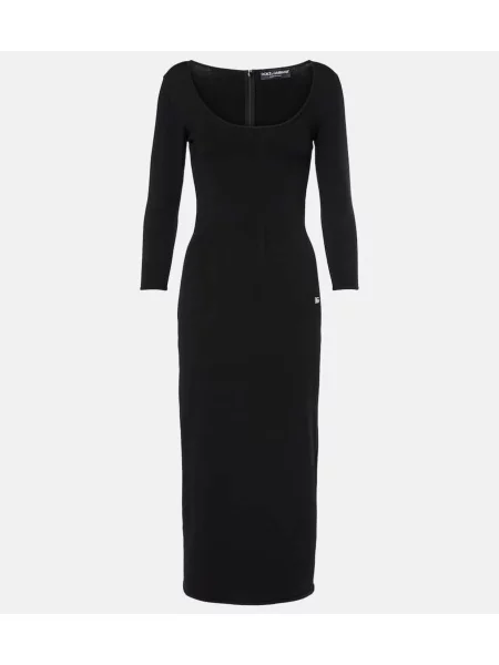 Dzianinowa sukienka midi Dolce&gabbana do kolan garniturowa czarna
