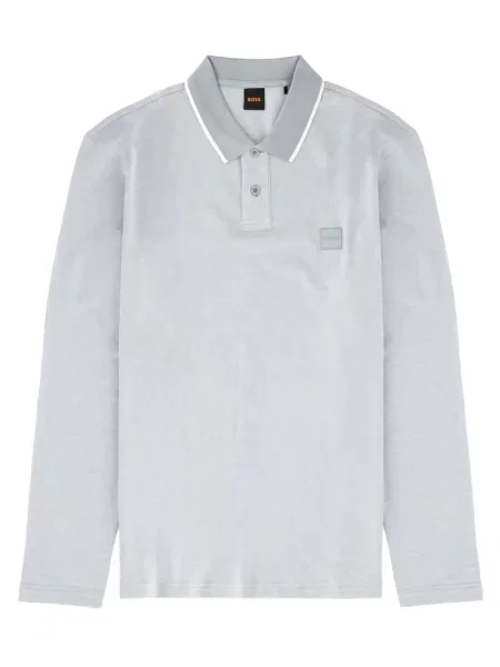 Lung tricou polo Boss gri