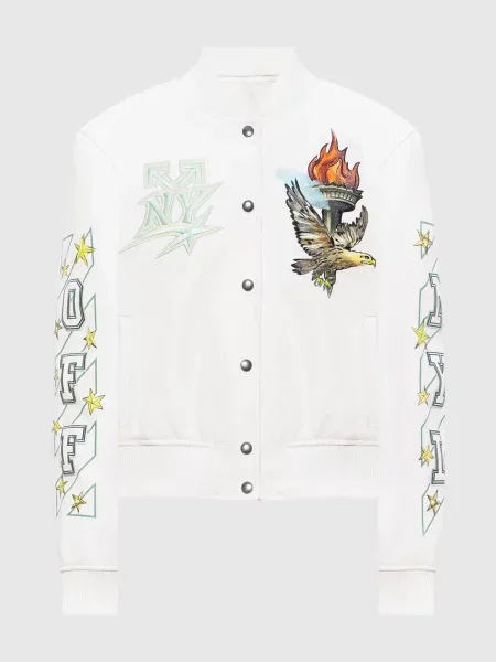 Шкіряний бомбер Show NY Off-white білий