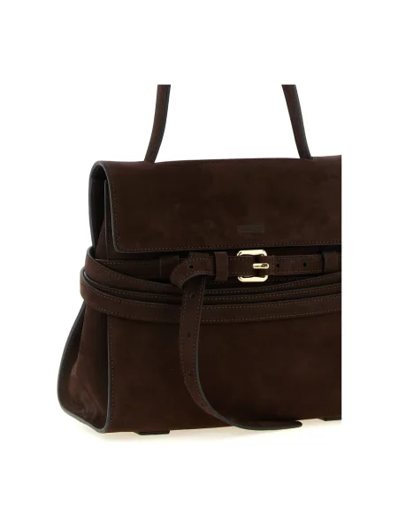 Torebka Moschino skórzana wiązana brązowa