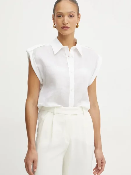 Luisa Spagnoli cămașă femei cu guler clasic regular alb