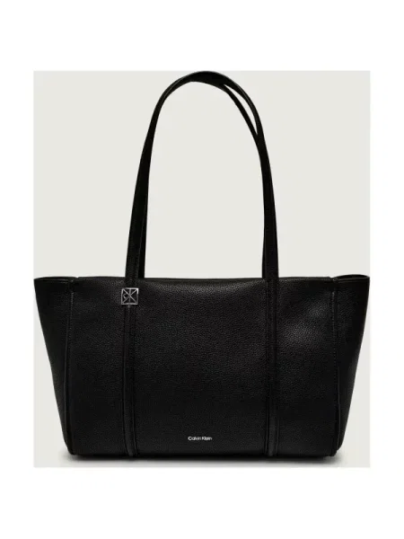 Geantă Calvin Klein Emblem Hw Pebble Tote negru