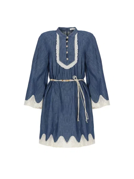 Mała mały sukienka jeansowa Zimmermann niebieska