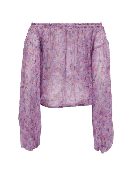 Top Caroline Constas cu model floral cu imagine violet