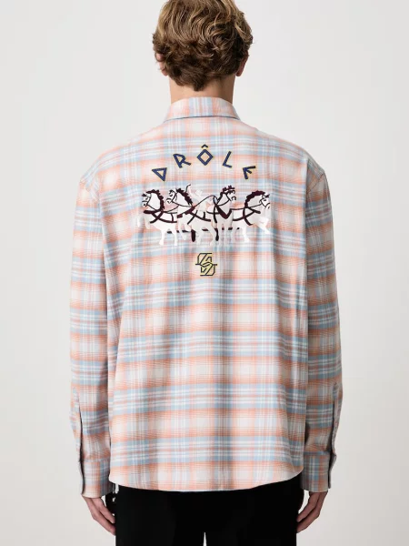 Drôle de Monsieur košile Boxy Flanel Checked oranžová