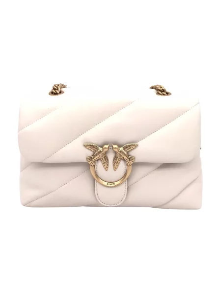 Torebka crossbody Pinko klasyczna z owczej skóry biała