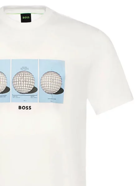 Tricou Boss cu imagine alb