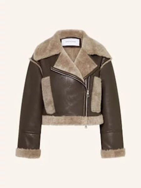 Mrs & Hugs Kurtka Z Imitacji Skóry braun beżowa