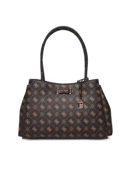 Τσάντα Guess Carrie Logo καφέ