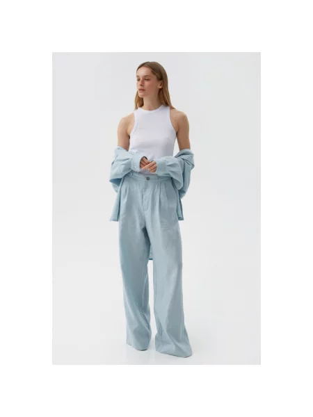 Лляні штани Estro блакитні