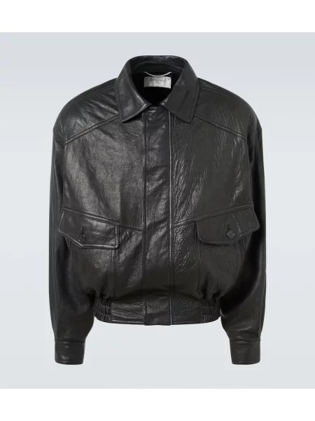 Kožená bunda Saint Laurent černá