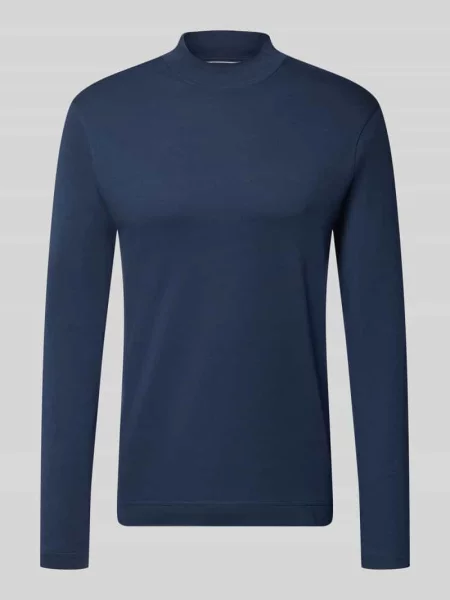 Longsleeve o kroju regular fit z czystej bawełny ze stójką Christian Berg Men granatowa