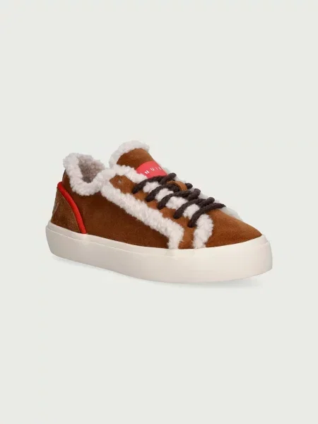 Inuikii LILA SHEARLING LACE UP tenisice za djecu od brušene kože smeđa