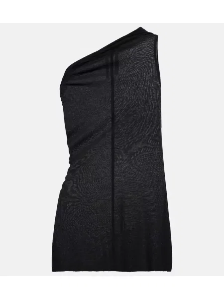 Top Rick Owens drapat cu un umăr gol alb