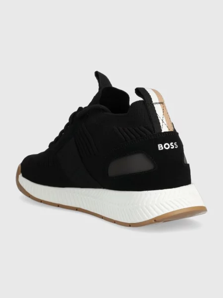 BOSS BLACK Sneakers tornacipő Titanium_Runn_knst_N bőr hozzáadásával fekete