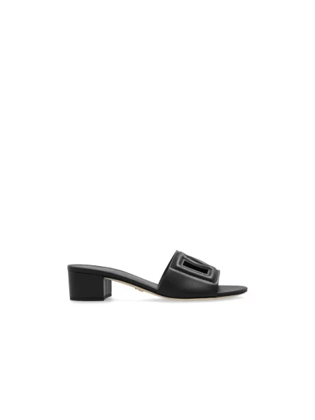 Klapki Dolce And Gabbana skórzane czarne