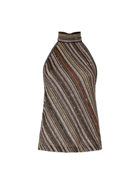 Wielobarwność top Missoni w paski z dekoltem halter
