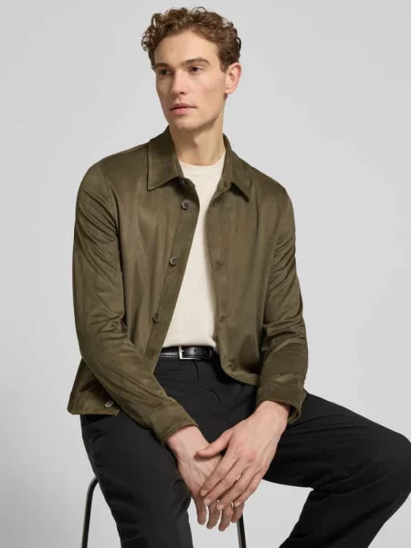 Kurtka koszulowa o kroju regular fit z kołnierzykiem typu kent model TOTO' Cinque khaki
