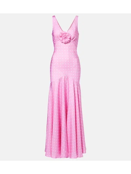 Rochie Rodarte de mătase cu model floral roz