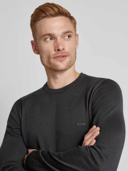 Sweter Boss wełniany czarny