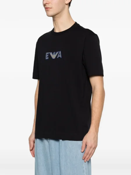 Тениска Emporio Armani с автограф синьо