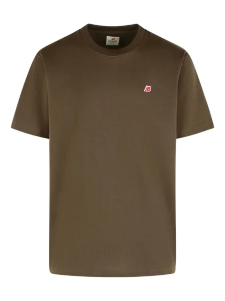 Tricou New Balance cu decolteu rotund cu autograf maro