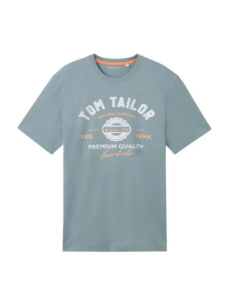 TOM TAILOR Tricou verde mentă / portocaliu alb
