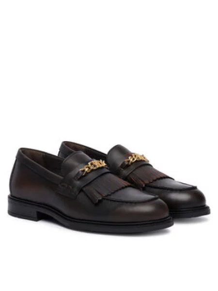 Tommy Hilfiger mokasinke za žene od kože TH CHAIN FRINGE LEATHER LOAFER smeđa