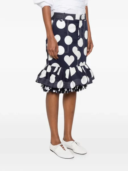 Fustă midi Jacquemus cu volane albastru